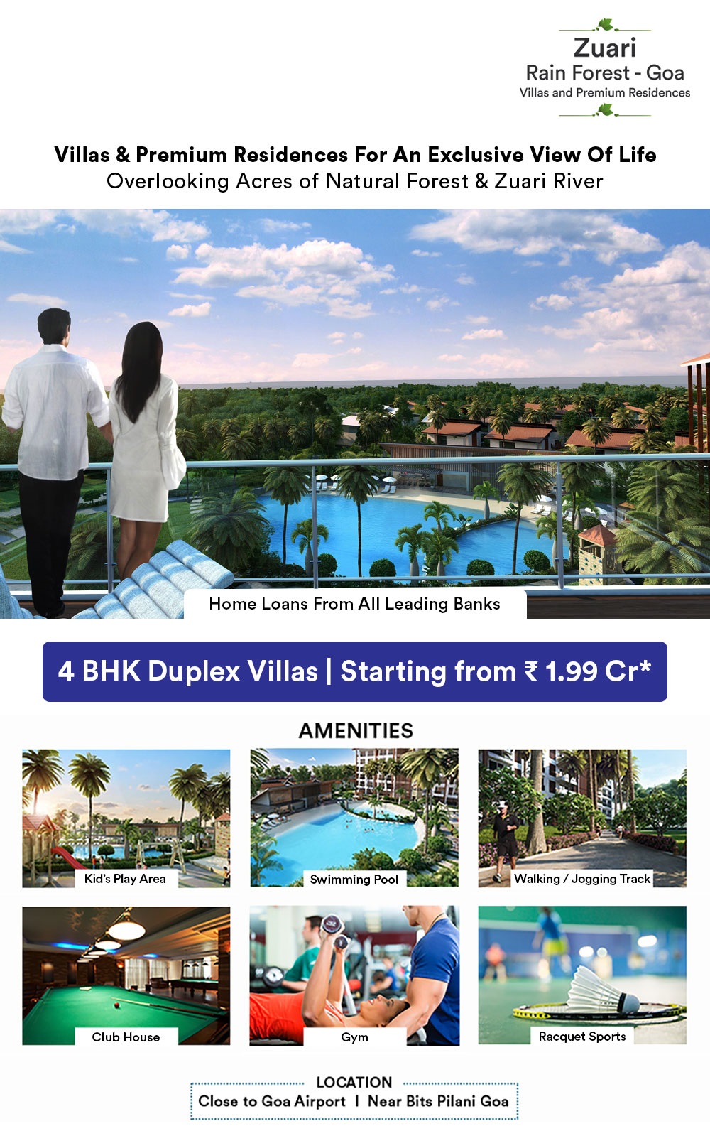 Own 4 BHK duplex villas overlooking acres of natural forest & Zuari River at Zuari Rain Forest in Goa